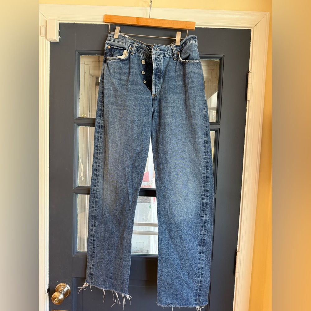 Agolde Women's Straight Leg Jeans in Medium Blue Wash